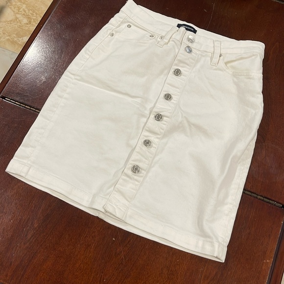 J. Crew Jeans Button Front White Denim Pencil Skirt Stretch - Picture 1 of 4